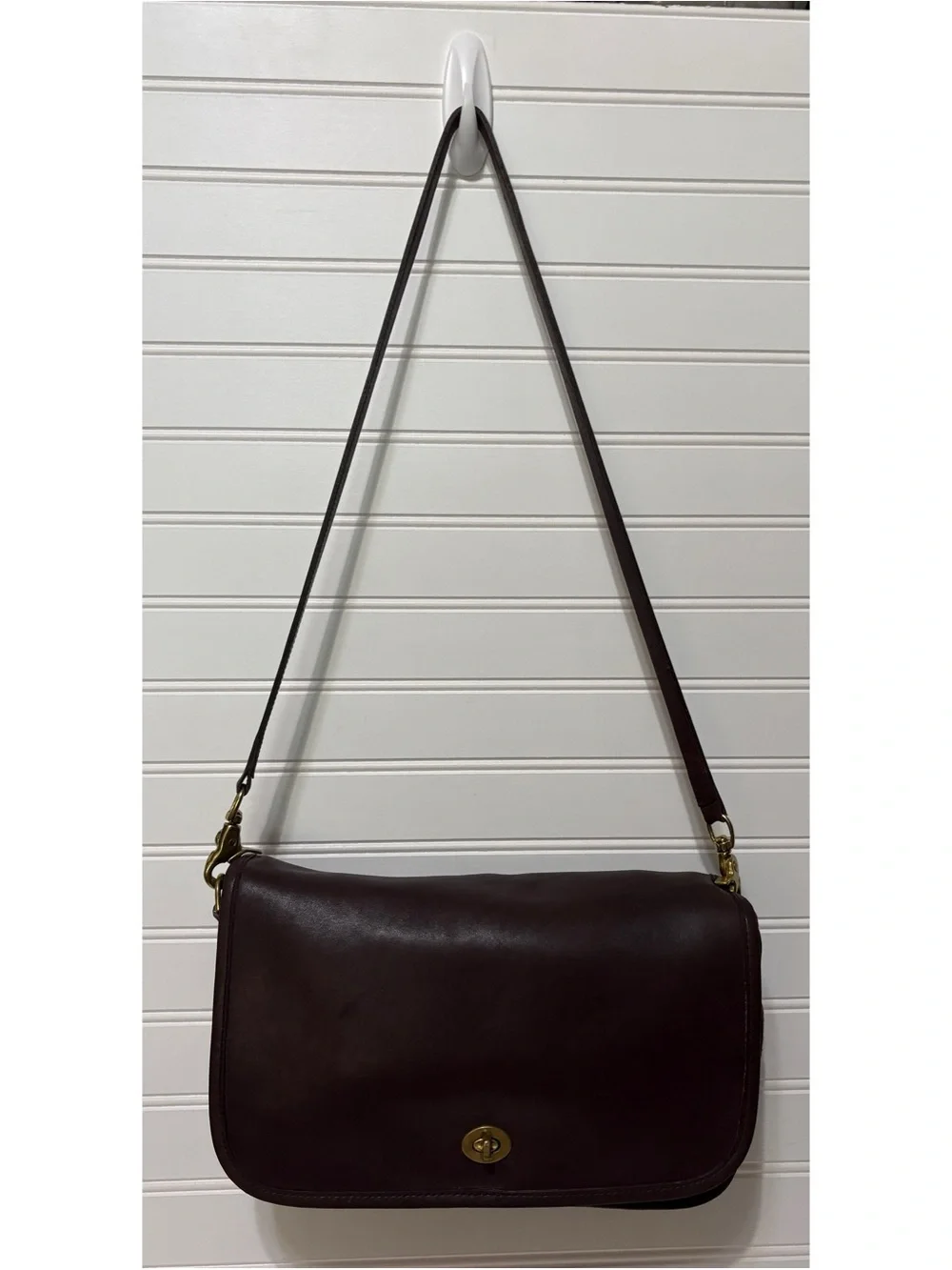COACH City Vintage Plum Leather Shoulder Bag Purse Made in New York City NYC